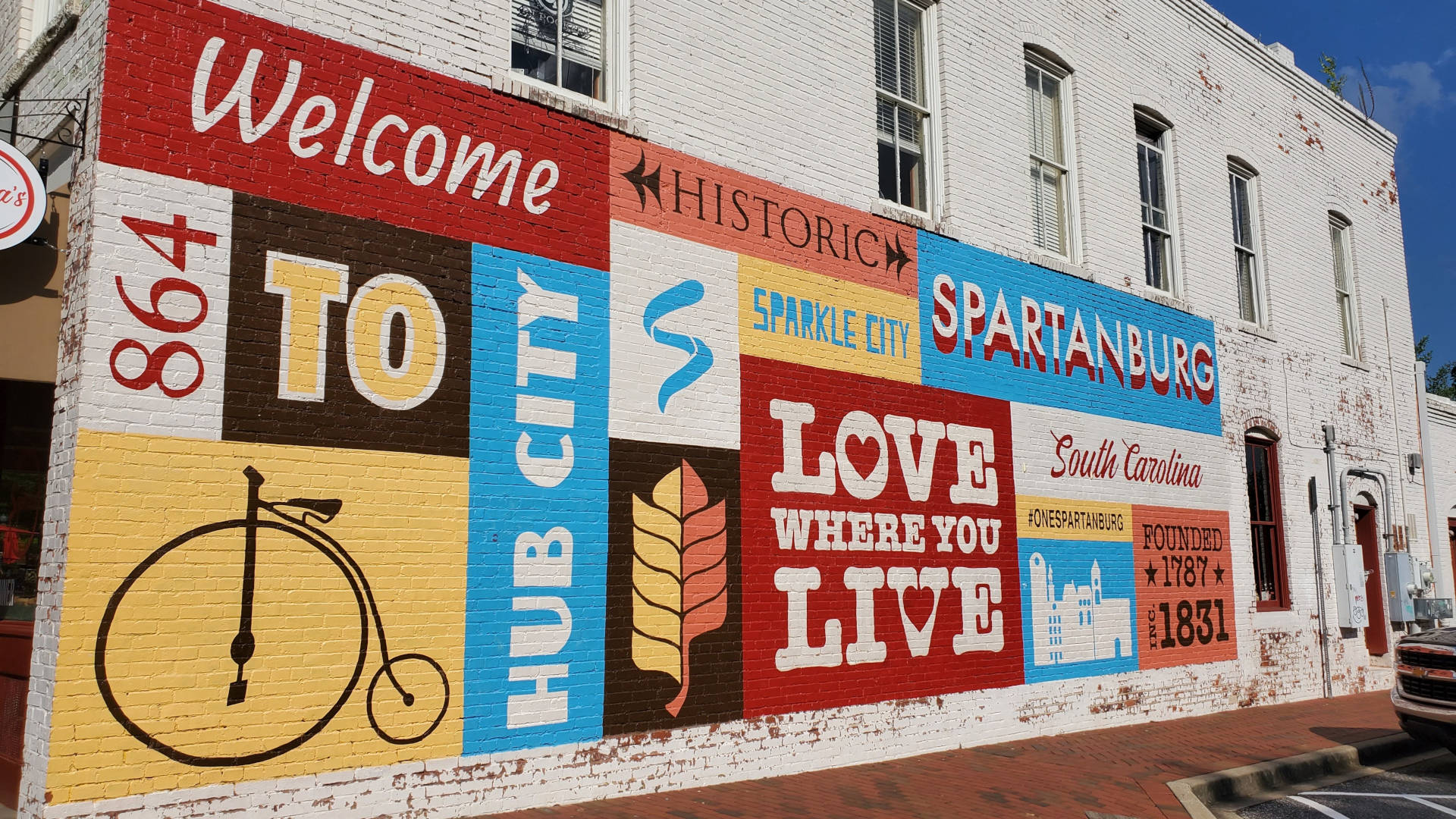 Photo of the Hub City Mural in Downtown Spartanburg